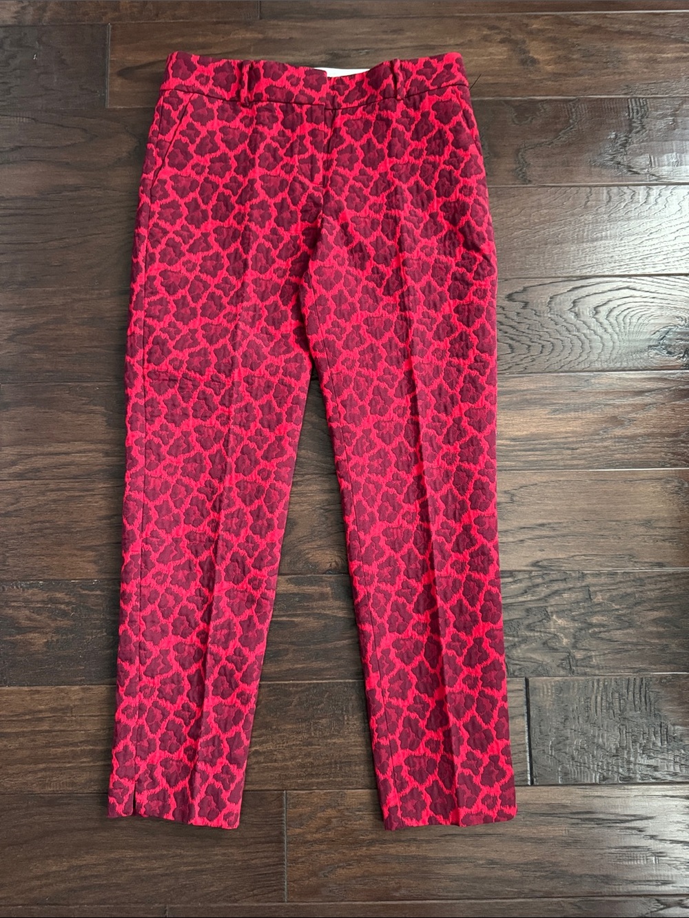NWOT Talbots Hampshire Ankle Women's 4 Red Patterned Cropped Slim Pants